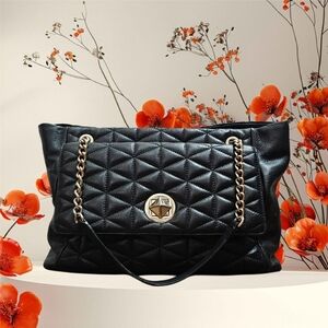 Kate Spade Black Quilted Shoulder Bag with Gold Chain